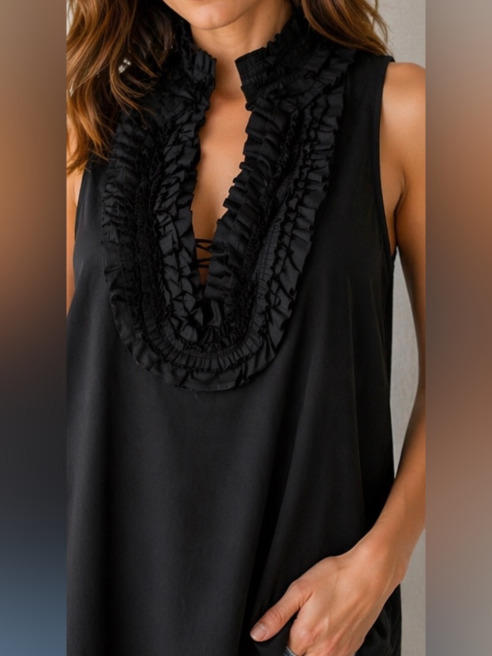 BCBG Max Azria Black Halter Top Open Back Ruffle Sexy Evening Going Out S